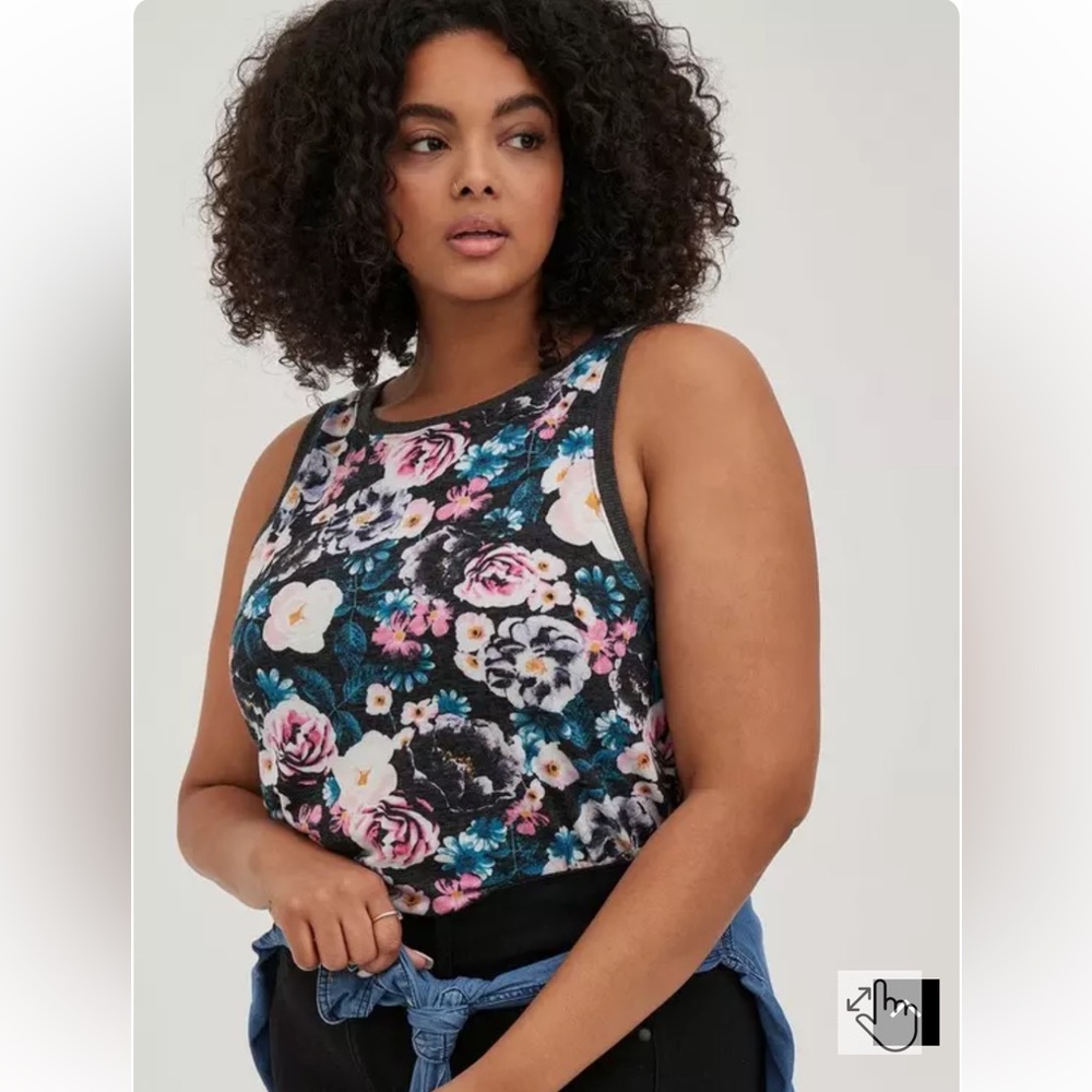 Torrid | 2X | Vintage Triblend Jersey Crew Neck Tank - Dark Floral